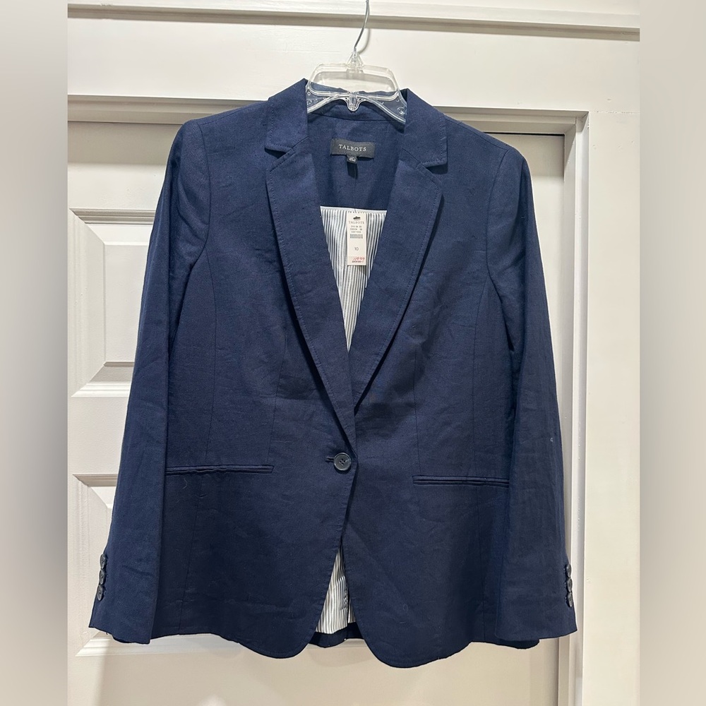 Talbots navy linen jacket